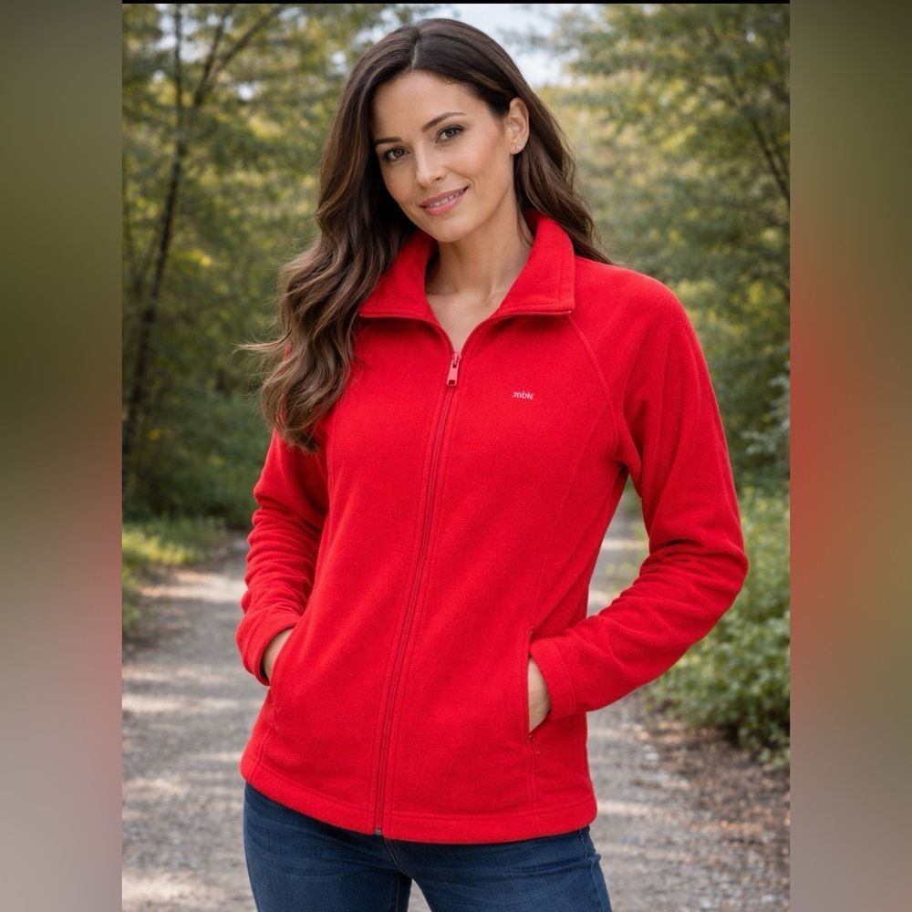 COLUMBIA Red Fleece Jacket L